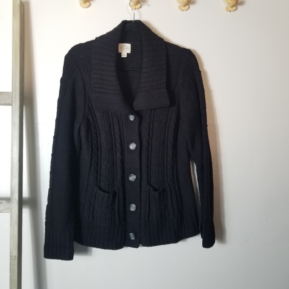 ST JOHNS BAY WOMEN'S BLACK BUTTON DOWN CARDIGAN SIZE XL - Picture 1 of 13